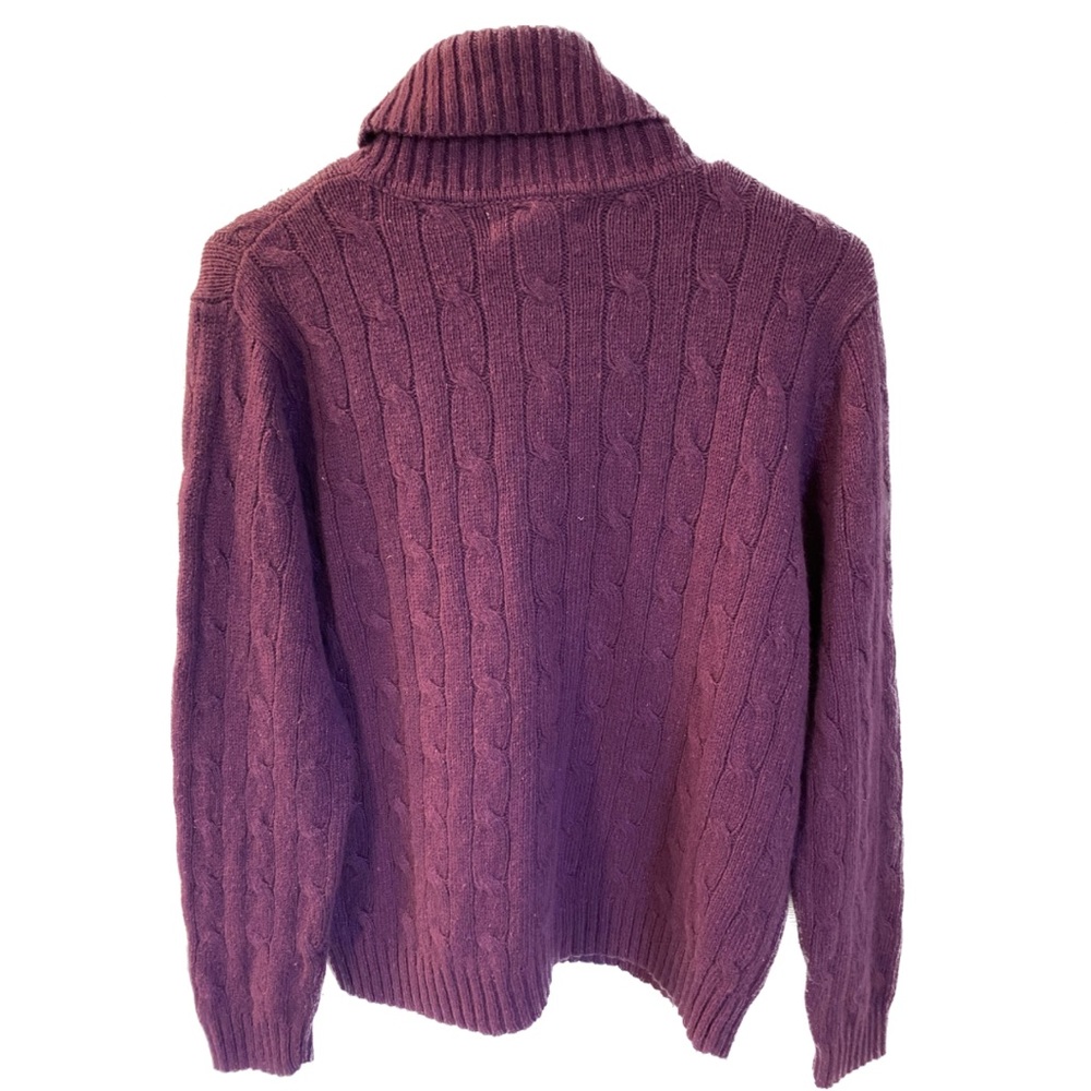 Evan Picone turtleneck sweater with cable knit, purple, size large. - Picture 2 of 4